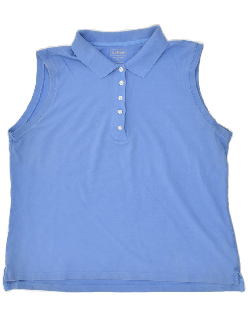 L.L.BEAN Womens Sleeveless Polo Shirt UK 18 XL Blue Cotton | Vintage L.L.Bean | Thrift | Second-Hand L.L.Bean | Used Clothing | Messina Hembry 