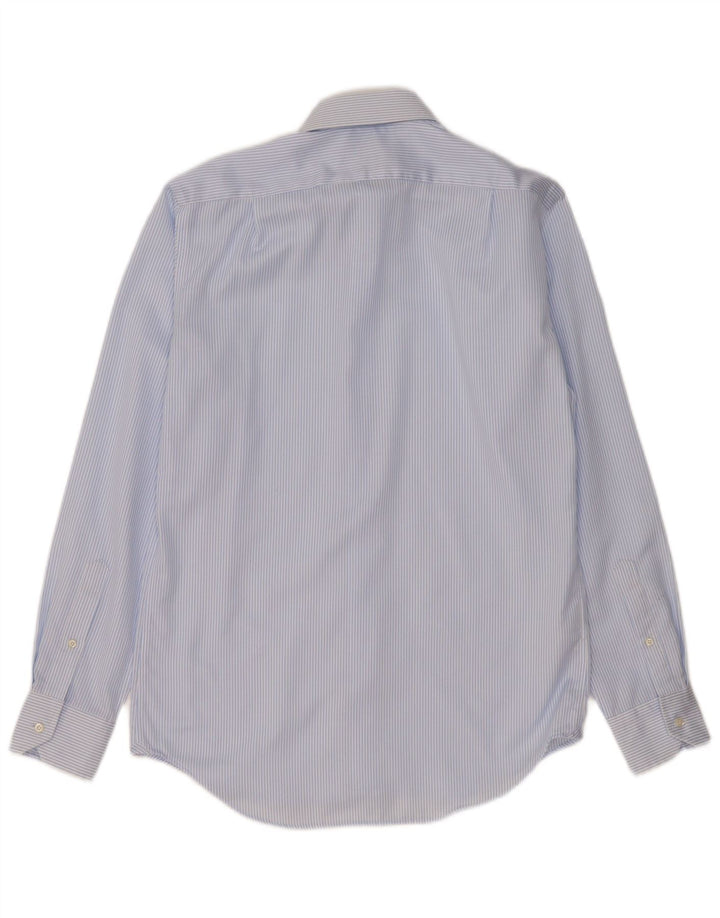 Boggi Mens Regular Fit Shirt Size 39 15 1/2 Medium Blue Striped Cotton