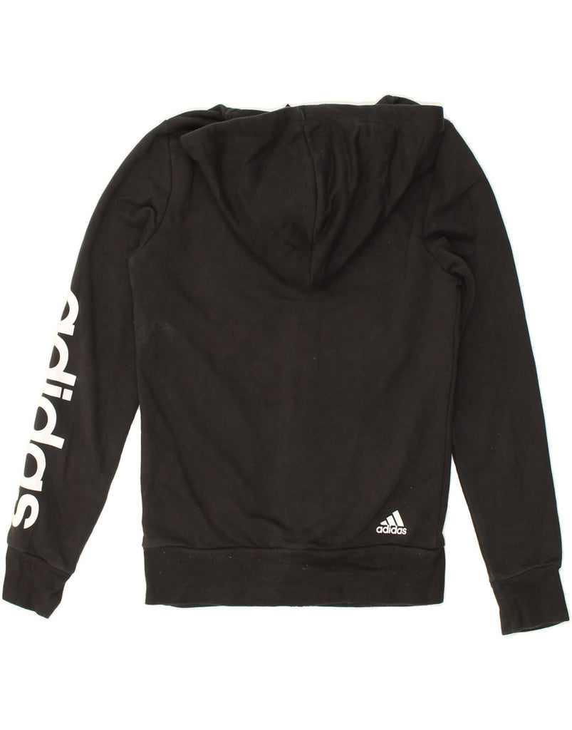 ADIDAS Womens Graphic Zip Hoodie Sweater UK 8-10 Small Black Cotton | Vintage Adidas | Thrift | Second-Hand Adidas | Used Clothing | Messina Hembry 