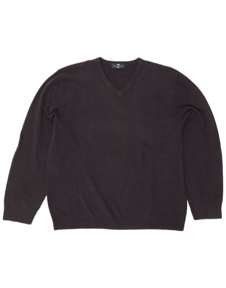 Marks & Spencer Mens Blue Harbour V-Neck Jumper Sweater 2XL Navy Acrylic