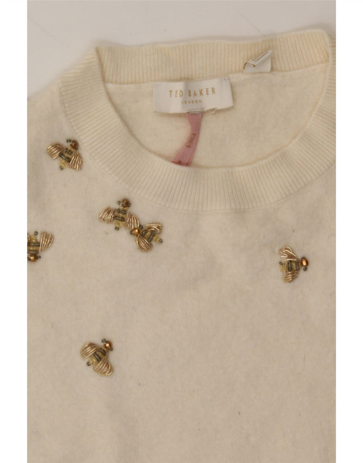 TED BAKER Girls Crew Neck Jumper Sweater 11-12 Years Off White Wool Vintage Ted Baker and Second-Hand Ted Baker from Messina Hembry 