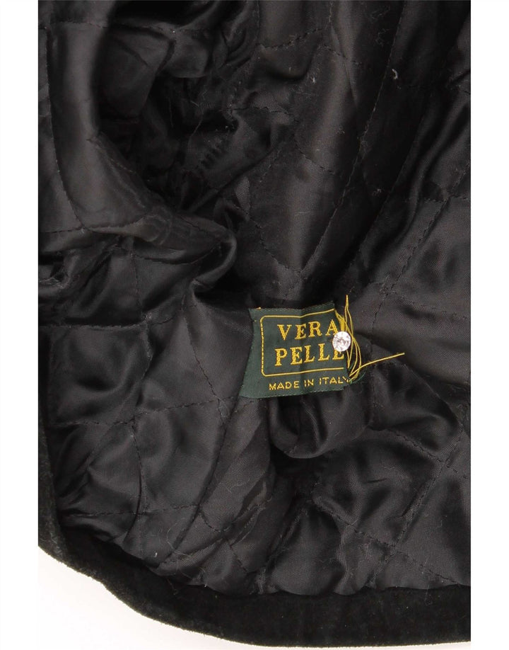 Davin Womens Loose Fit Suede Double Breasted Coat IT 44 Medium Black