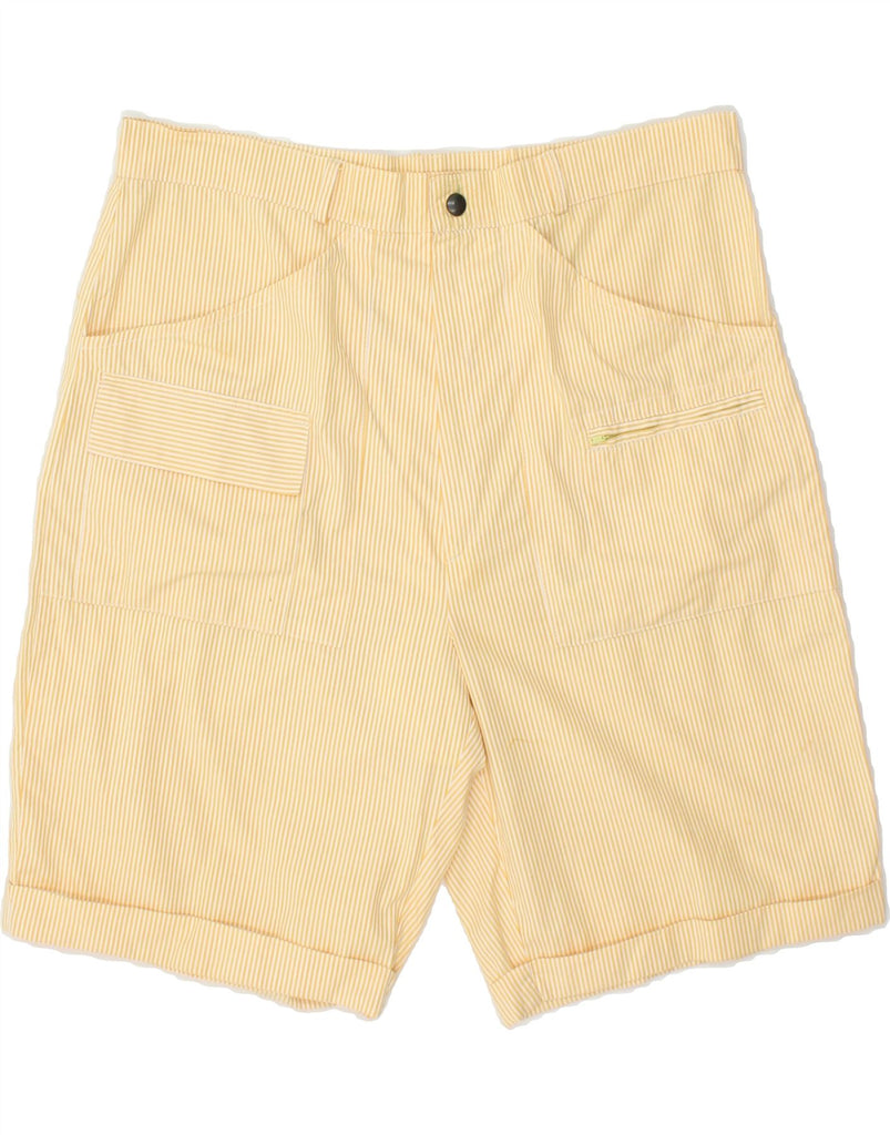 VINTAGE Mens Casual Shorts IT 50 Large W34 Yellow Pinstripe Cotton Vintage Vintage and Second-Hand Vintage from Messina Hembry 