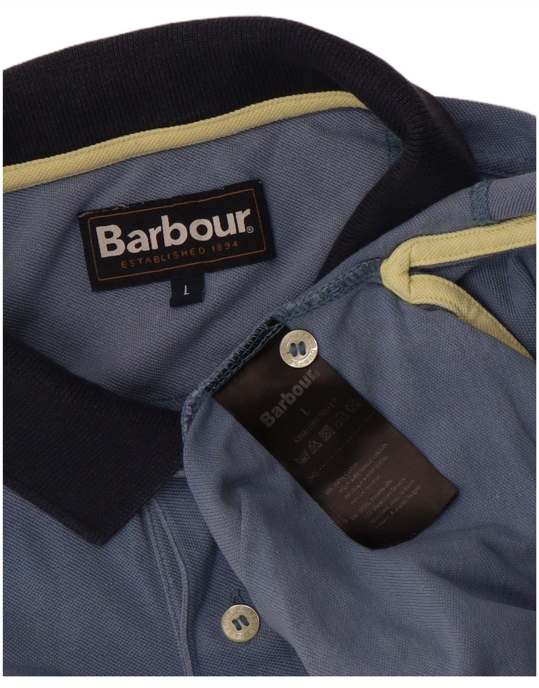 BARBOUR Mens Polo Shirt Large Blue Cotton