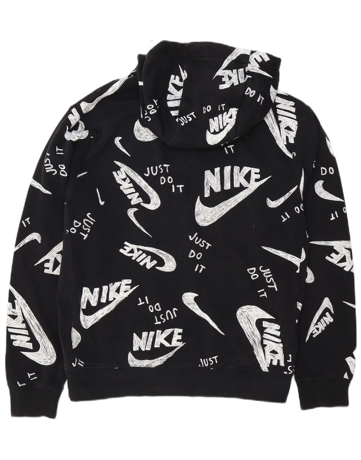 Nike Mens Graphic Hoodie Jumper Medium Black Cotton