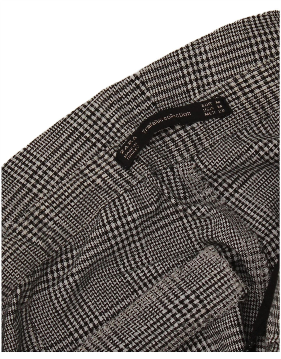Zara Womens High Waist Cropped Trousers Medium W28 L26 Grey Houndstooth