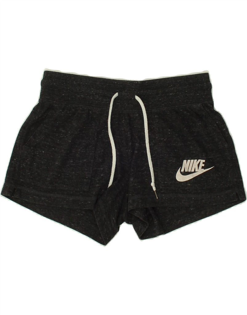 NIKE Womens Graphic Sport Shorts UK 10 Small Grey Cotton | Vintage Nike | Thrift | Second-Hand Nike | Used Clothing | Messina Hembry 