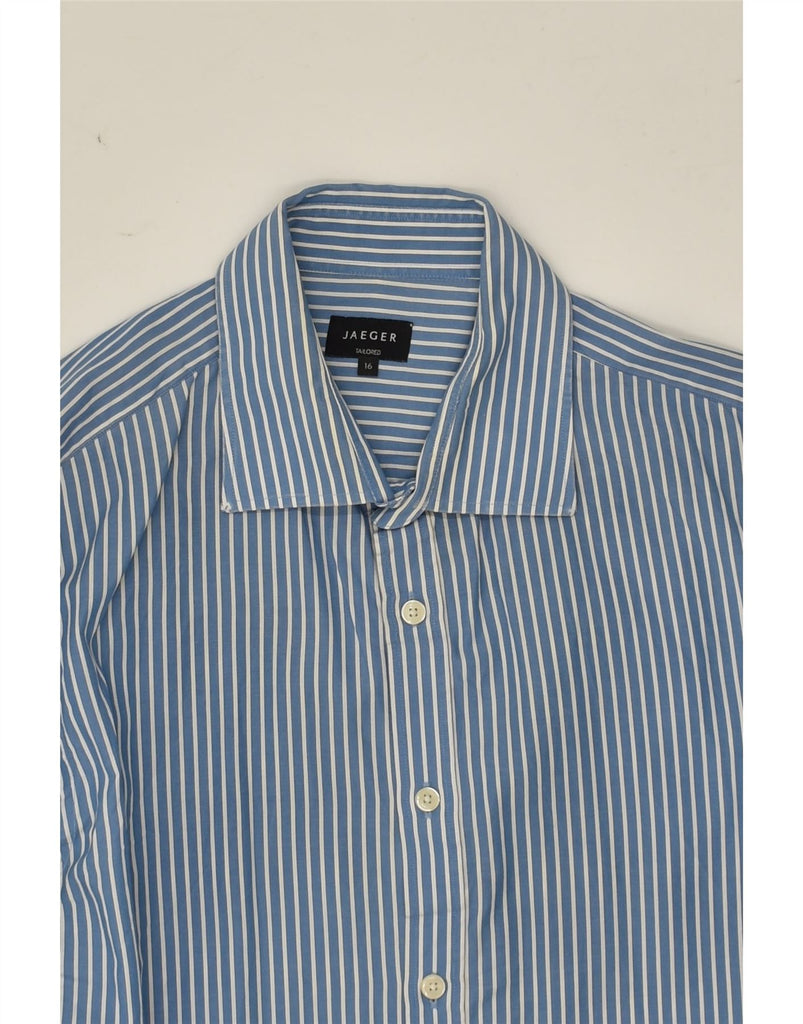 JAEGER Mens Tailored Shirt Size 16 Large Blue Pinstripe Cotton | Vintage Jaeger | Thrift | Second-Hand Jaeger | Used Clothing | Messina Hembry 
