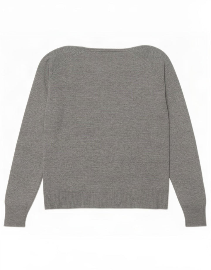 Zara Womens Oversized Crew Neck Jumper Sweater UK 14 Medium Grey Viscose
