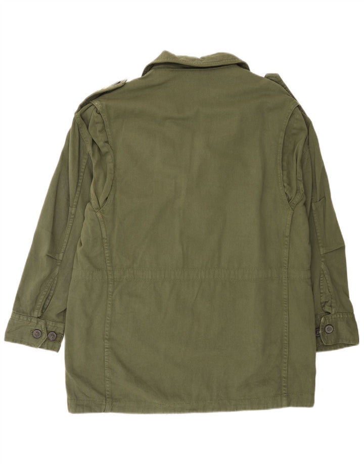 Zara Womens Military Jacket UK 16 Large Khaki Cotton