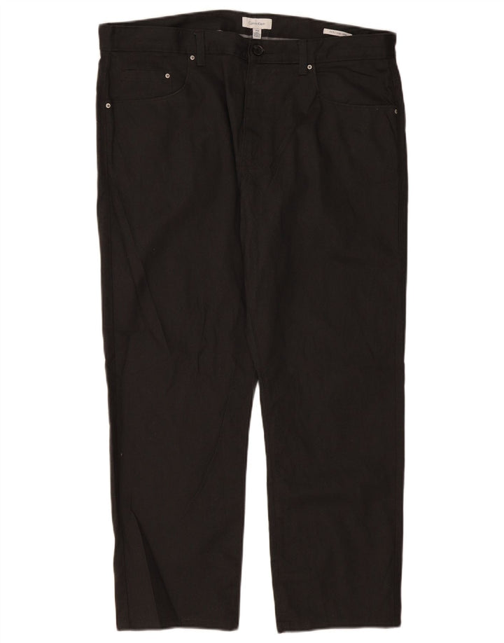 CALVIN KLEIN Mens Slim Fit Casual Trousers W36 L30 Black Cotton