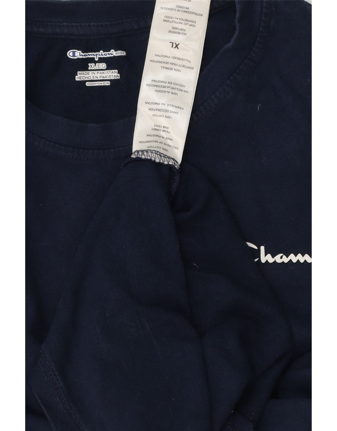Champion Mens Top Long Sleeve XL Navy Blue Cotton