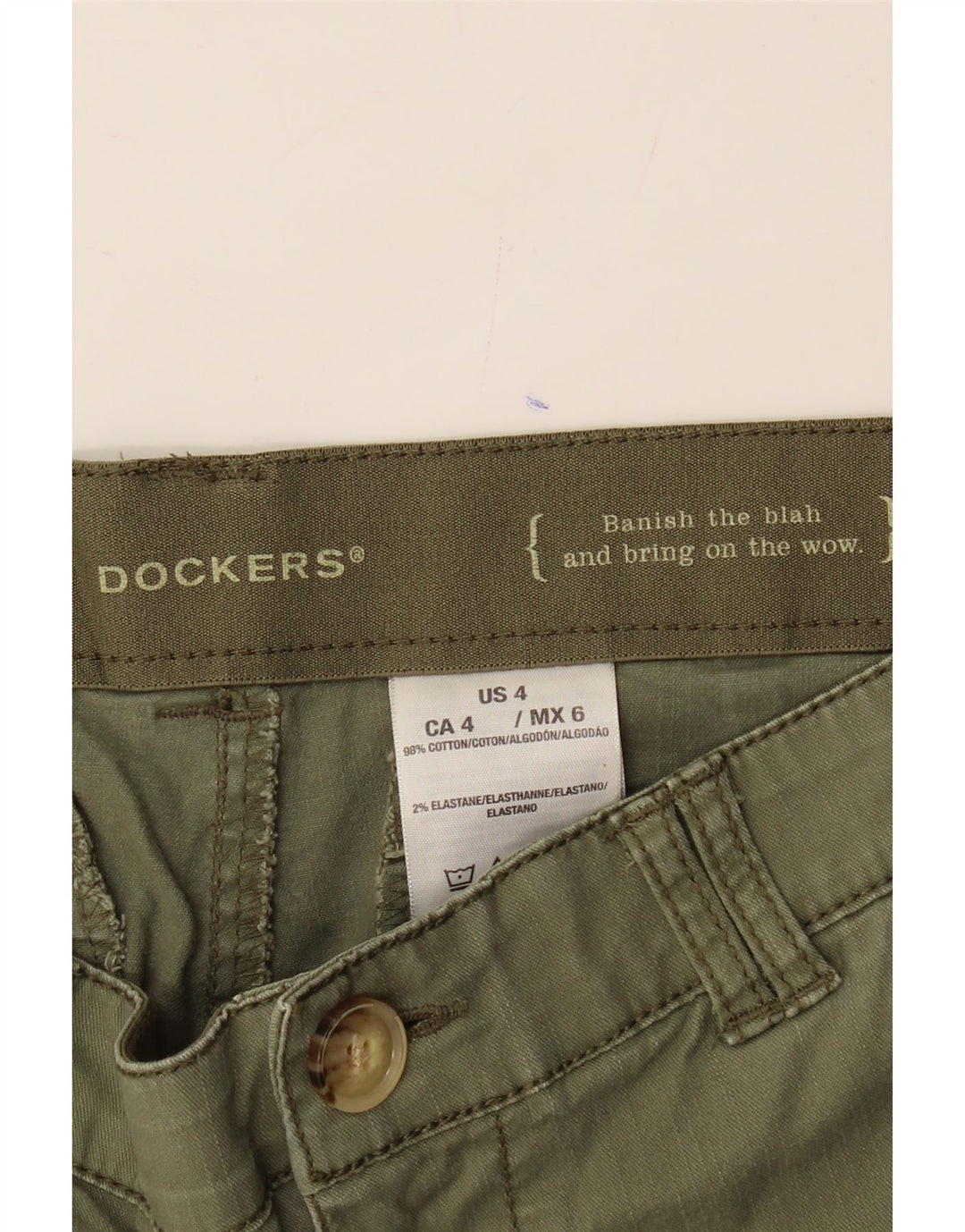 DOCKERS Womens Casual Shorts US 4 Small W28 Green Cotton Vintage Dockers and Second-Hand Dockers from Messina Hembry 