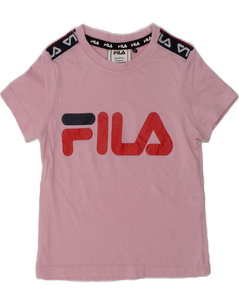 FILA Girls Graphic T-Shirt Top 3-4 Years Pink | Vintage Fila | Thrift | Second-Hand Fila | Used Clothing | Messina Hembry 