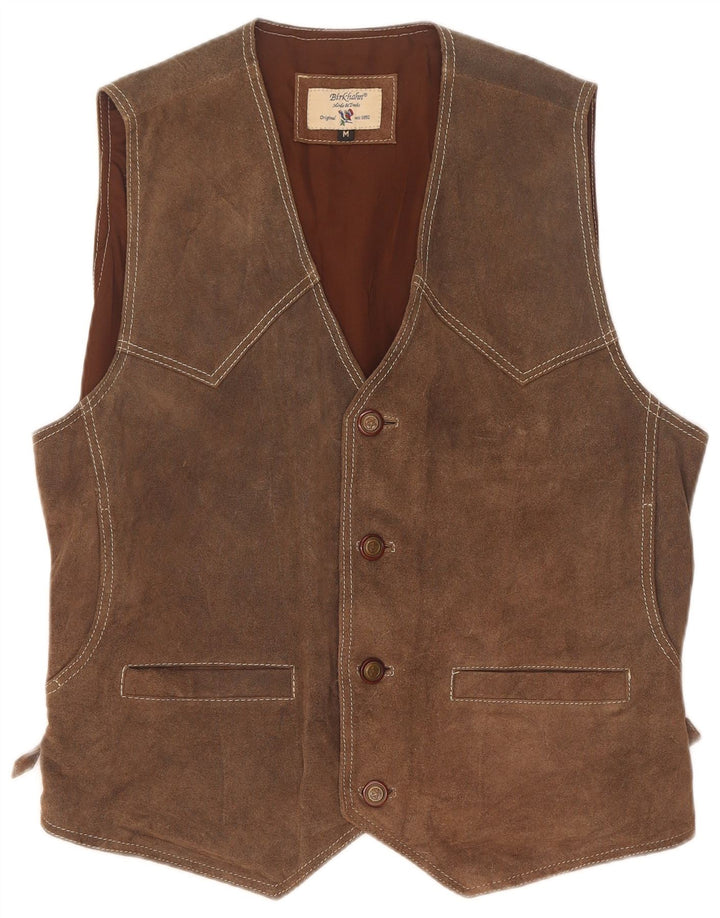 Vintage Mens Suede Waistcoat Medium Brown Leather