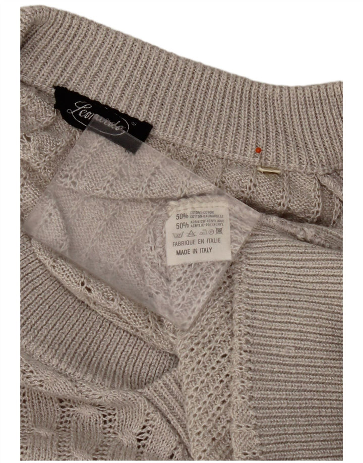 LEONARDO Mens V-Neck Jumper Sweater XL Grey Cotton