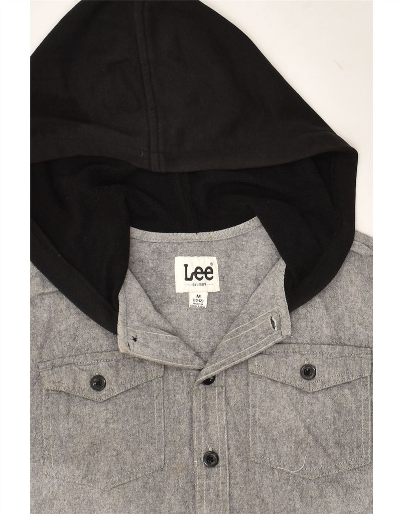 LEE Boys Hooded Shirt 10-11 Years Medium  Grey Cotton | Vintage Lee | Thrift | Second-Hand Lee | Used Clothing | Messina Hembry 