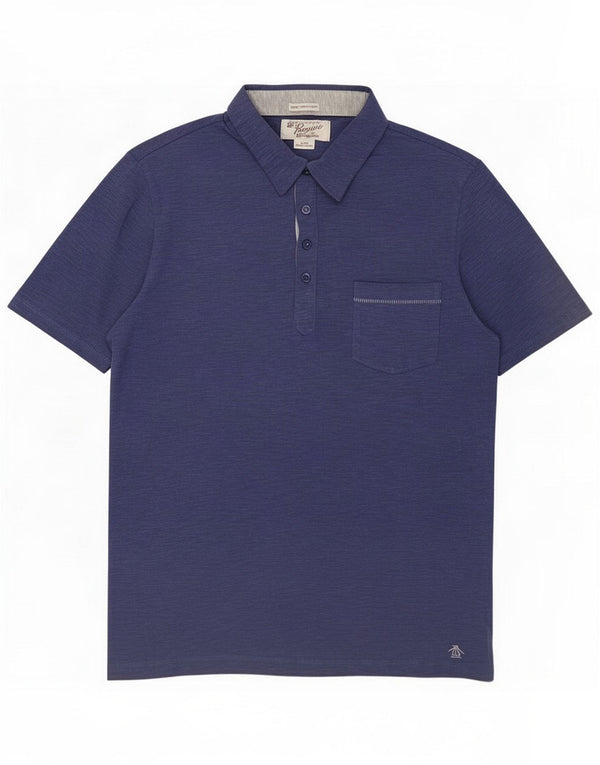 Penguin Mens Heritage Slim Fit Polo Shirt Large Navy Blue Cotton