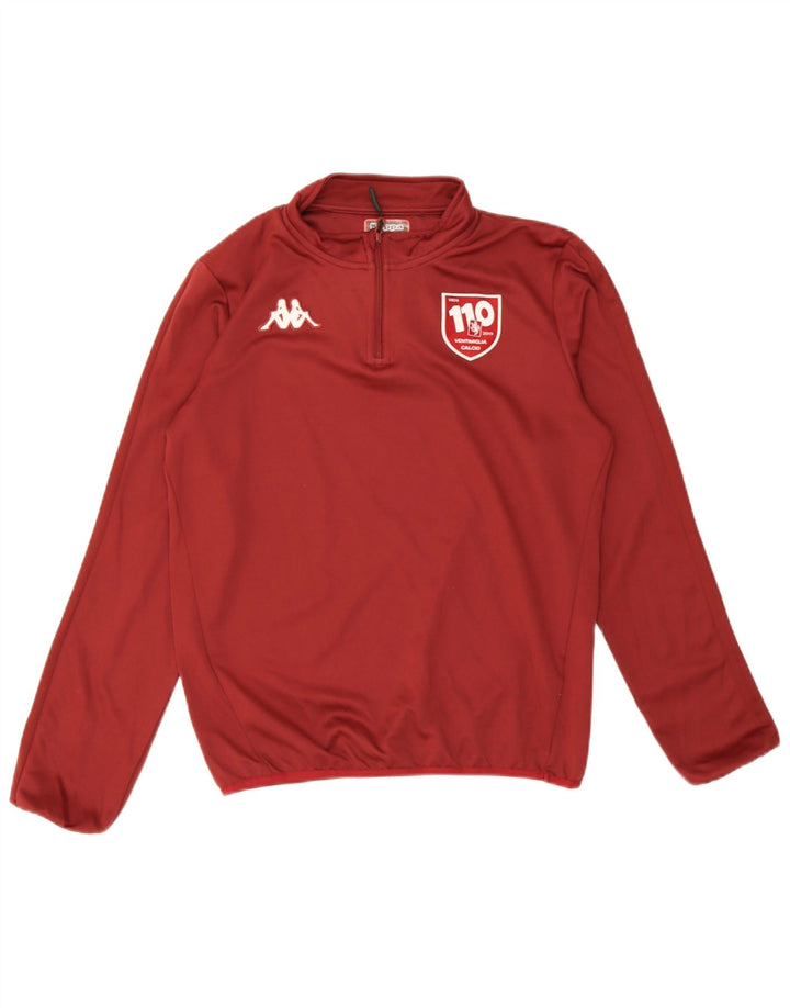 Kappa Mens Graphic Zip Neck Pullover Tracksuit Top Medium Maroon Polyester