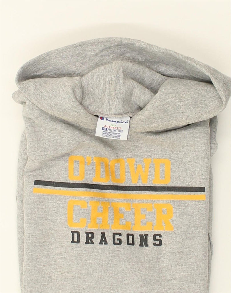 CHAMPION Boys Graphic Hoodie Jumper 15-16 Years XL  Grey Cotton | Vintage Champion | Thrift | Second-Hand Champion | Used Clothing | Messina Hembry 