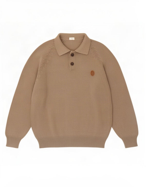Trussardi Mens Polo Neck Jumper Sweater Medium Beige