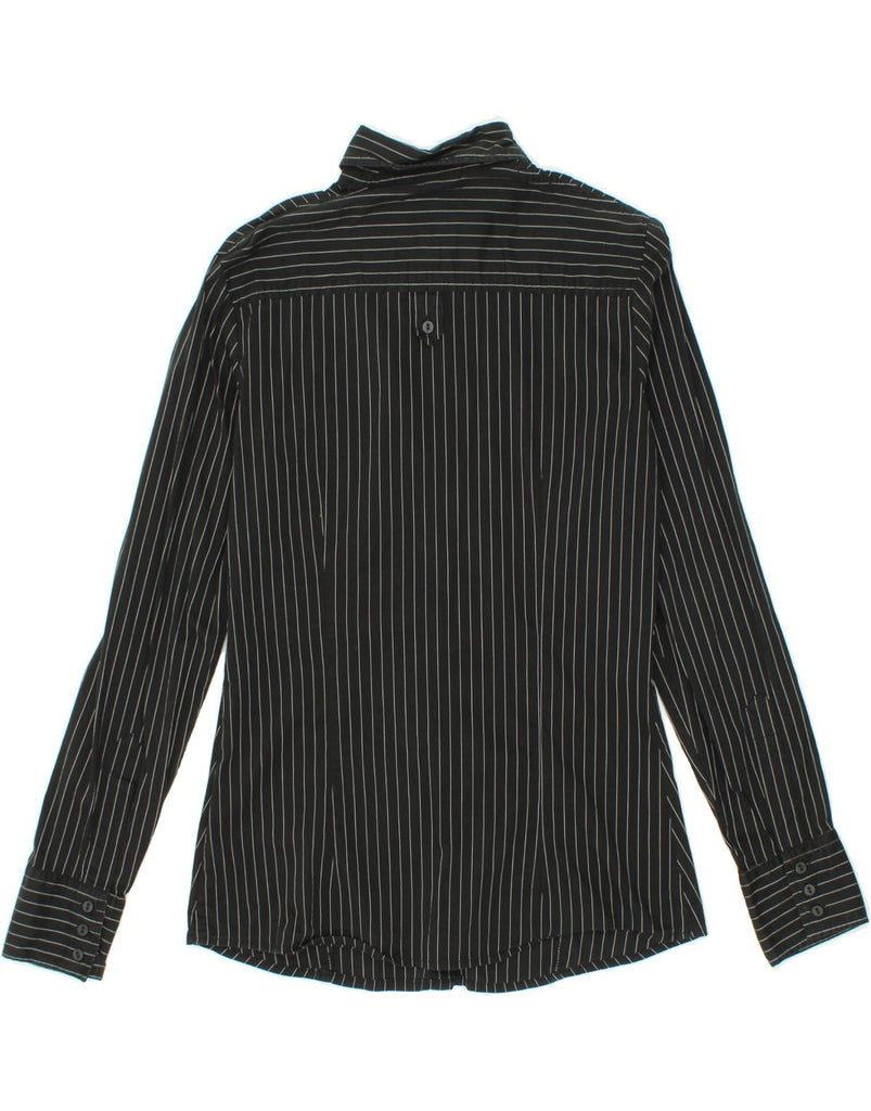 TRUSSARDI JEANS Mens Shirt Medium Black Pinstripe Cotton Vintage Trussardi Jeans and Second-Hand Trussardi Jeans from Messina Hembry 