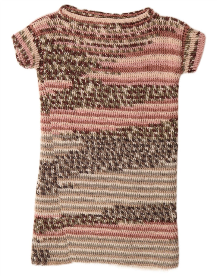 Vintage Womens Jumper Dress UK 14 Medium Multicoloured Striped