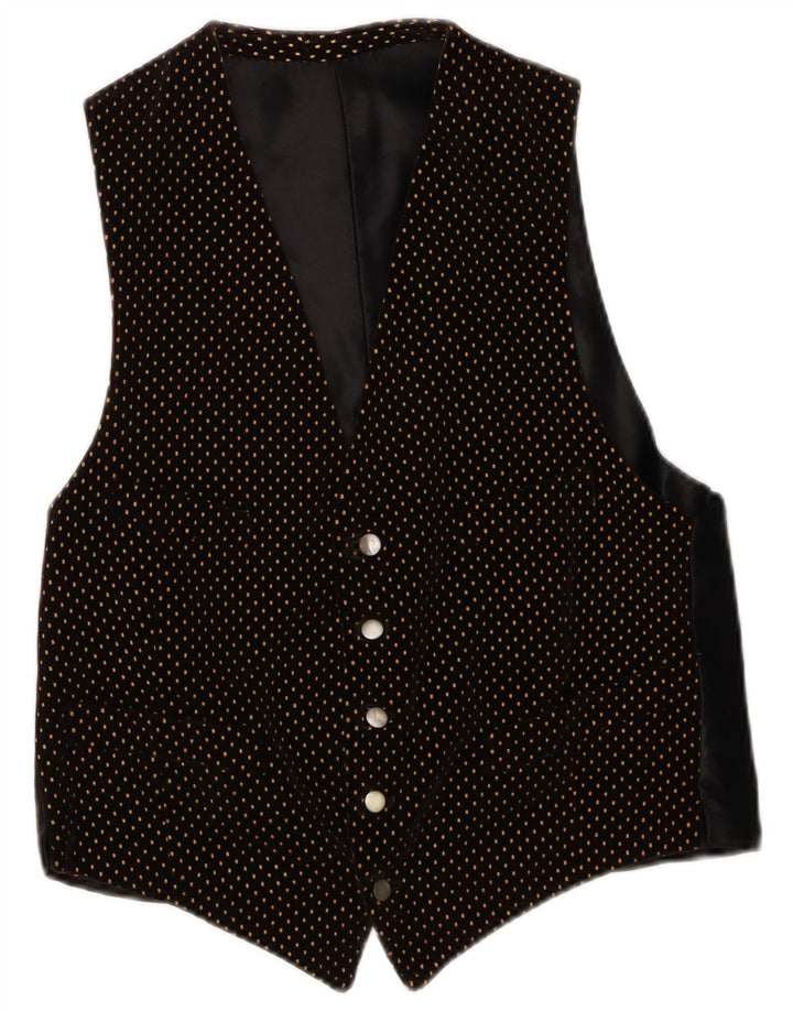 Vintage Mens Waistcoat Small Black Polka Dot