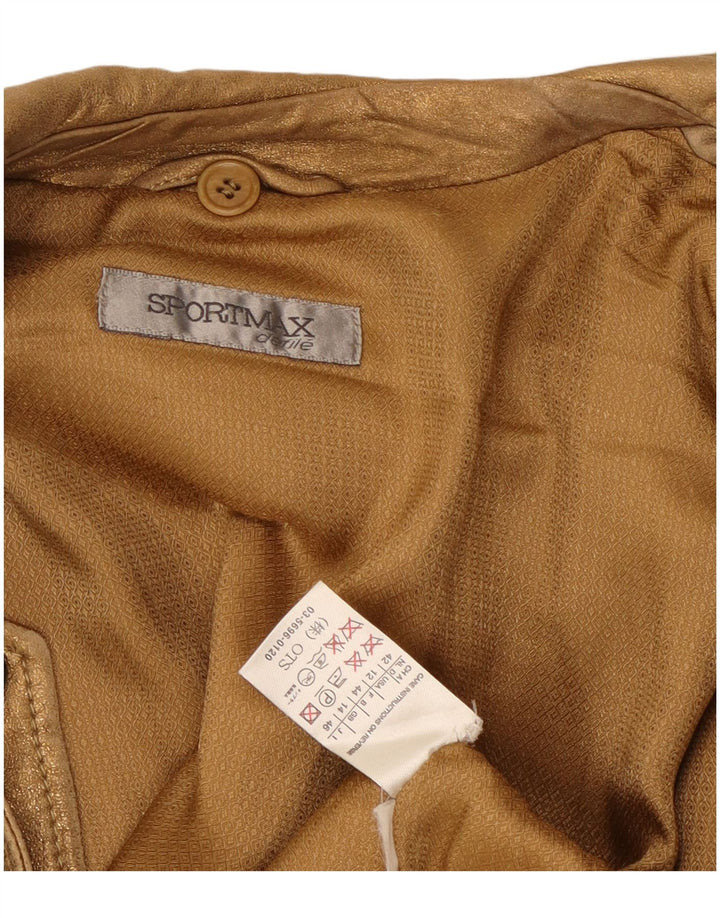 Sportmax Womens Crop Biker Jacket UK 14 Large Gold