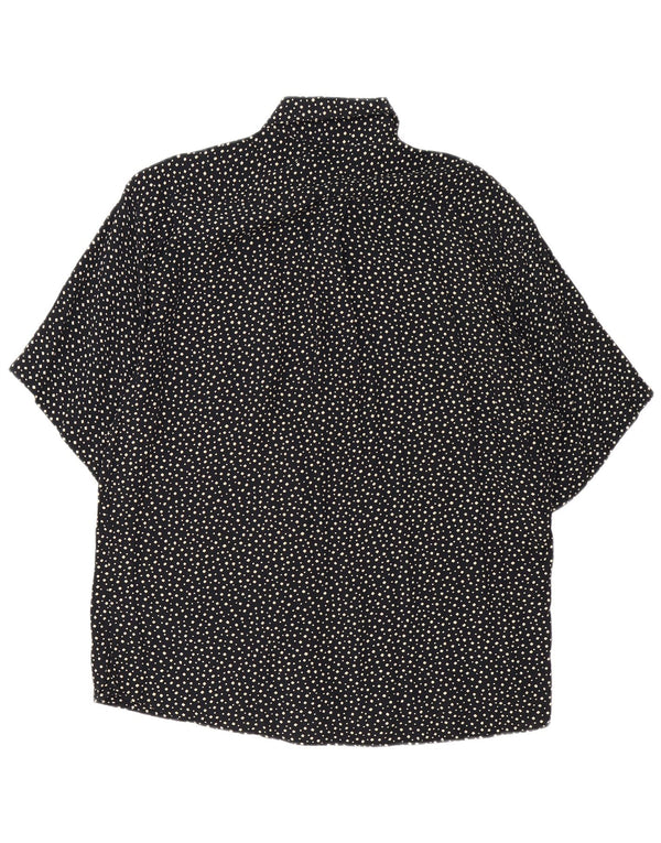 Vintage Mens Short Sleeve Shirt Medium Black Spotted