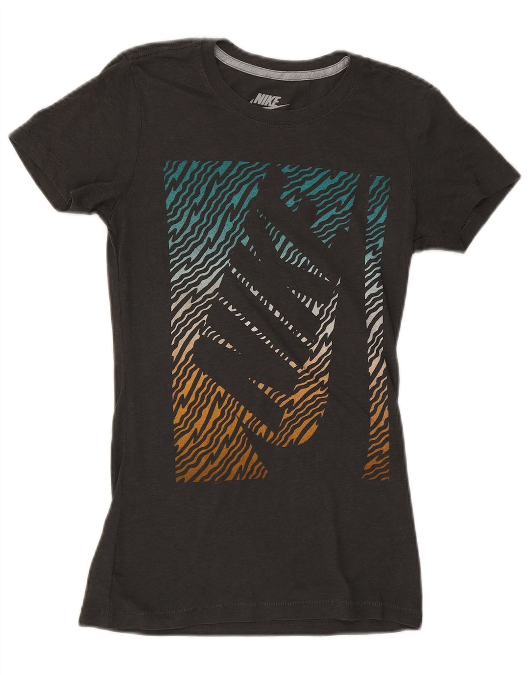 NIKE Womens Slim Fit Graphic T-Shirt Top UK 6 XS Black