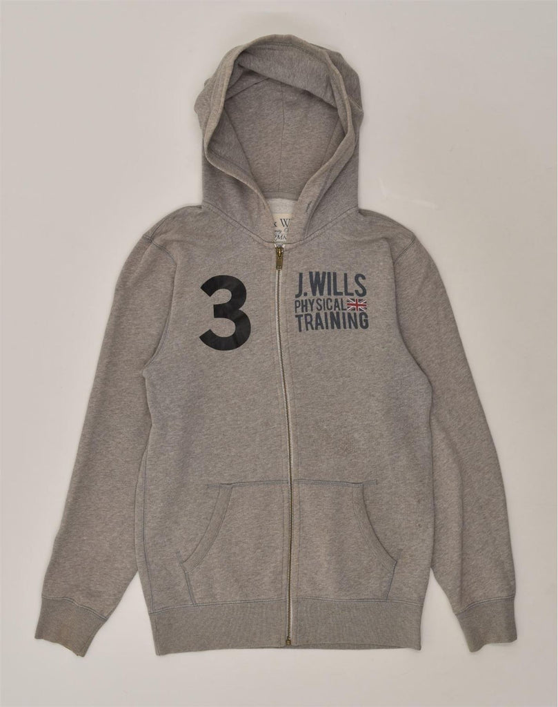 JACK WILLS Mens Graphic Zip Hoodie Sweater XS Grey Cotton | Vintage Jack Wills | Thrift | Second-Hand Jack Wills | Used Clothing | Messina Hembry 