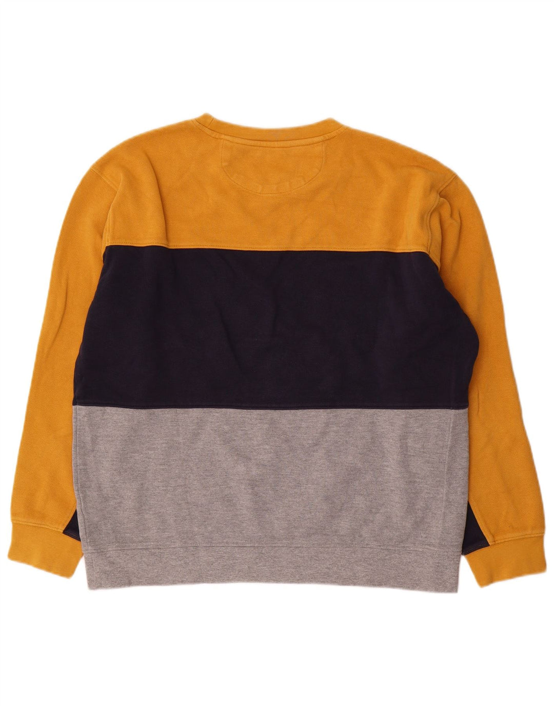 Zara Mens Sweatshirt Jumper Large Yellow Colourblock Cotton