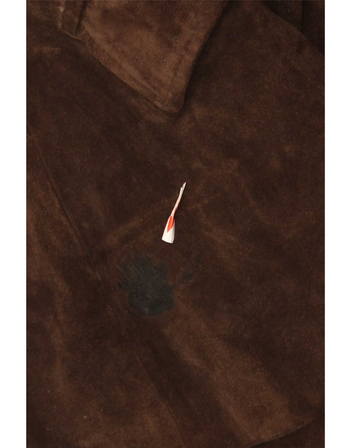 Hyde Womens 4 Button Suede Blazer Jacket UK 12 Medium Brown Leather