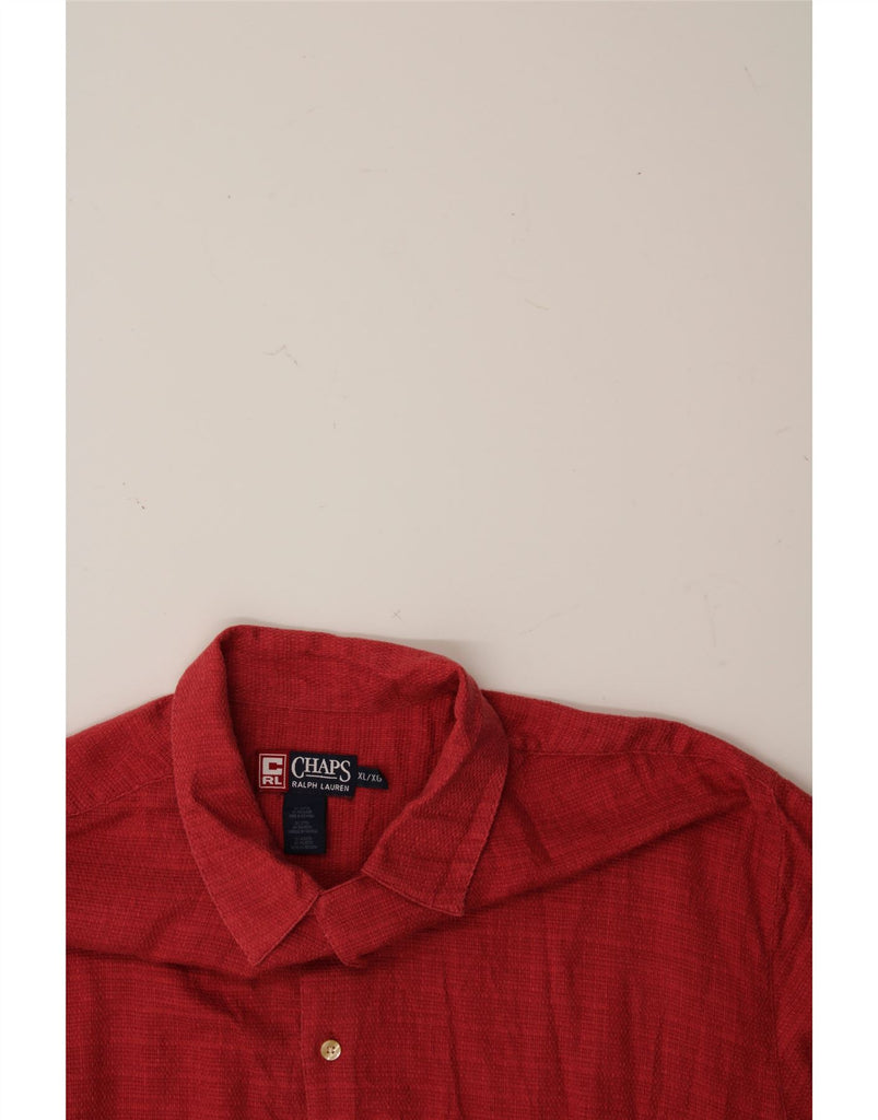 CHAPS Mens Short Sleeve Shirt XL Red Striped Cotton Vintage Chaps and Second-Hand Chaps from Messina Hembry 