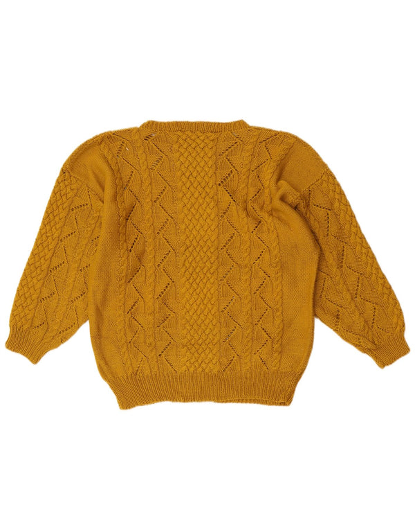 Vintage Womens Boat Neck Jumper Sweater UK 14 Medium Yellow