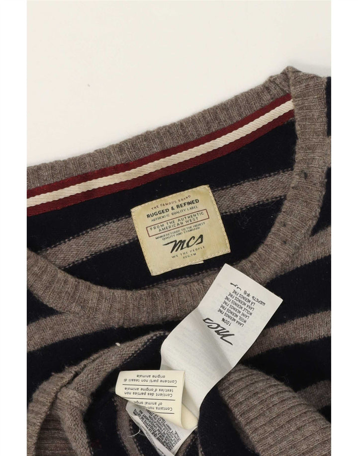 Marlboro Classics Mens Boat Neck Jumper Sweater Large Navy Blue Striped