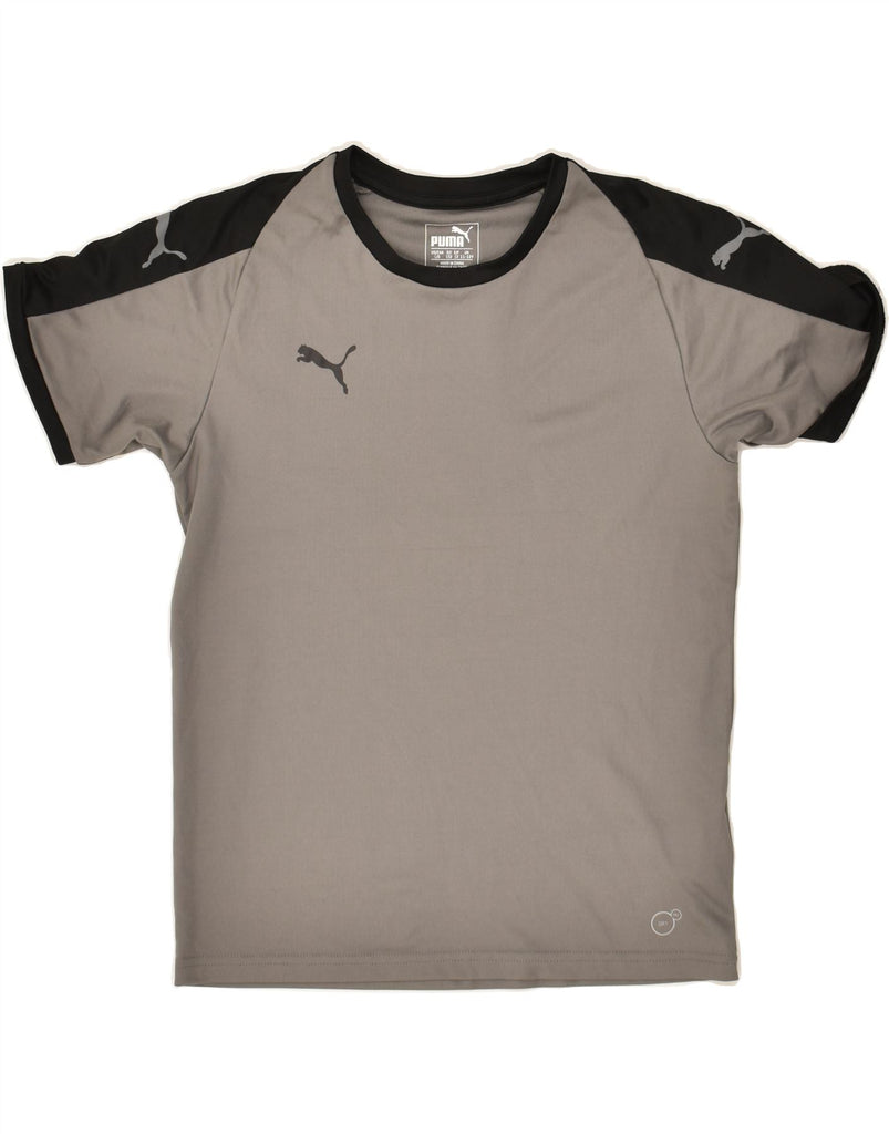 PUMA Boys T-Shirt Top 11-12 Years Grey Colourblock Polyester Vintage Puma and Second-Hand Puma from Messina Hembry 