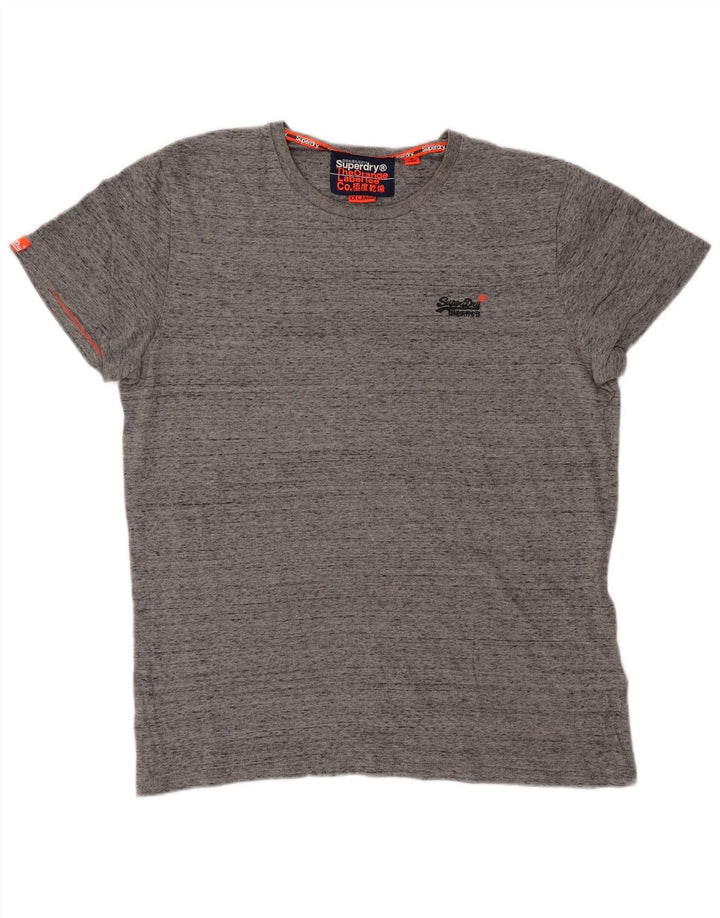 Superdry Mens Graphic T-Shirt Top 2XL Grey Flecked Cotton