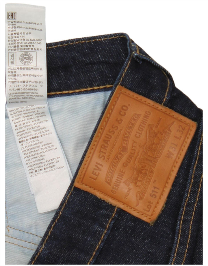 Levi's Mens 511 Slim Jeans W31 L32 Navy Blue Cotton Classic