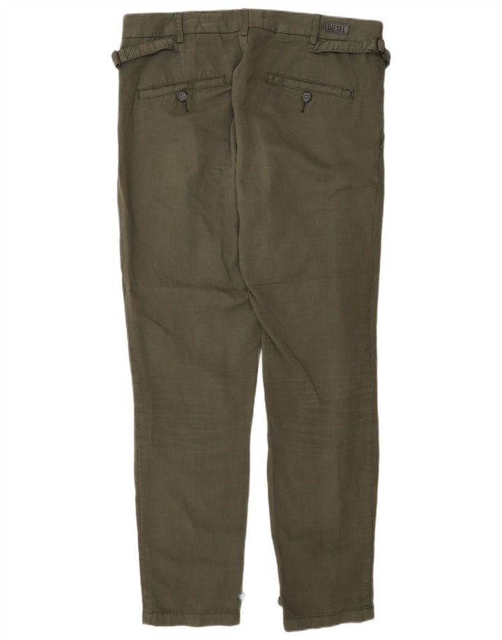 DIESEL Womens Pegged Chino Trousers W30 L29 Green Cotton