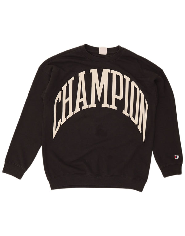 Champion Boys Graphic Sweatshirt Jumper 13-14 Years XL Black Cotton