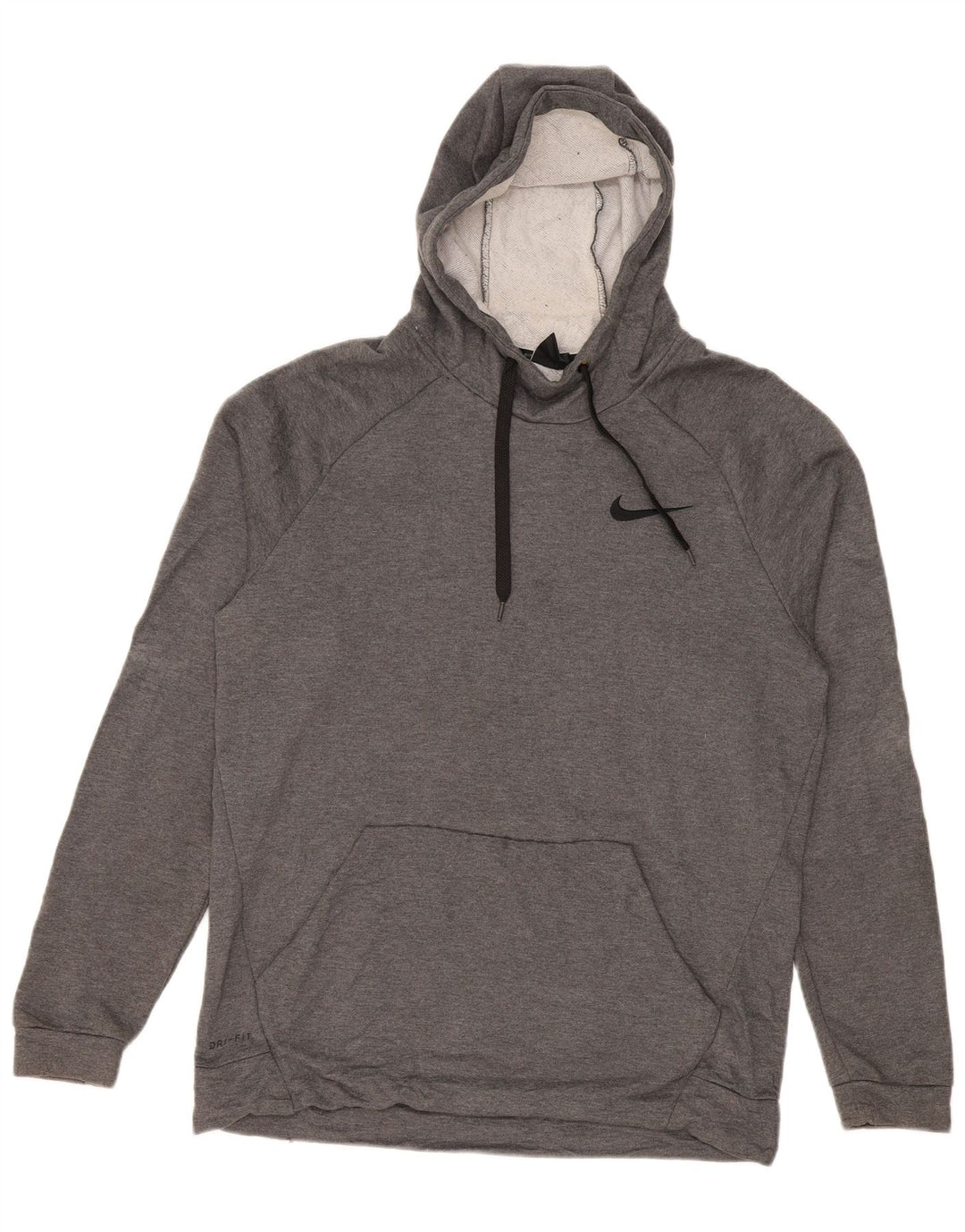 NIKE Mens Dri Fit Hoodie Jumper Large Grey Polyester