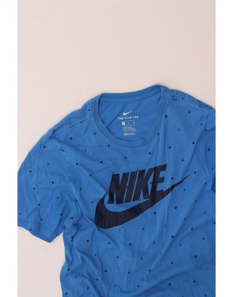 NIKE Mens Athletic Cut Graphic T-Shirt Top Small Blue Cotton Vintage Nike and Second-Hand Nike from Messina Hembry 