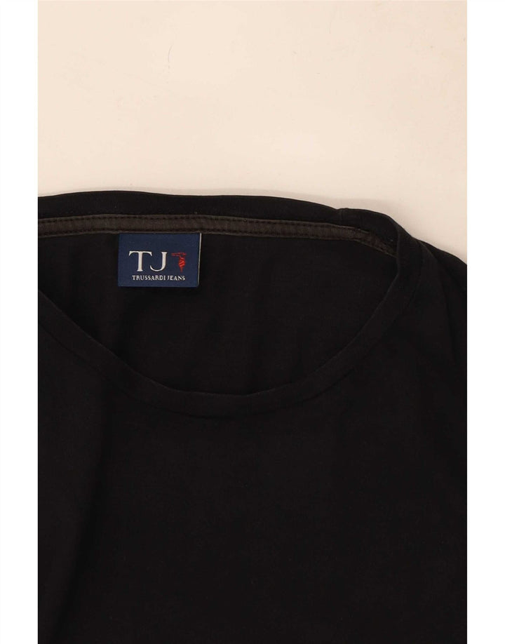 Trussardi Jeans Mens Graphic Top Long Sleeve Medium Black Cotton