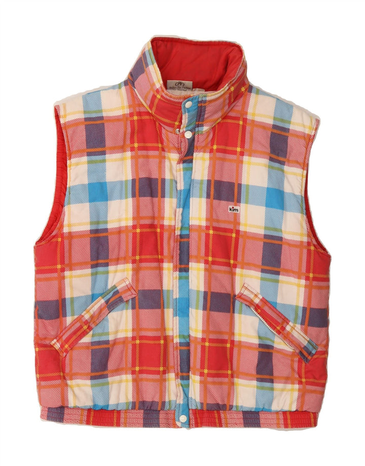 VINTAGE Mens Gilet UK 36 Small Red Check Vintage Vintage and Second-Hand Vintage from Messina Hembry 