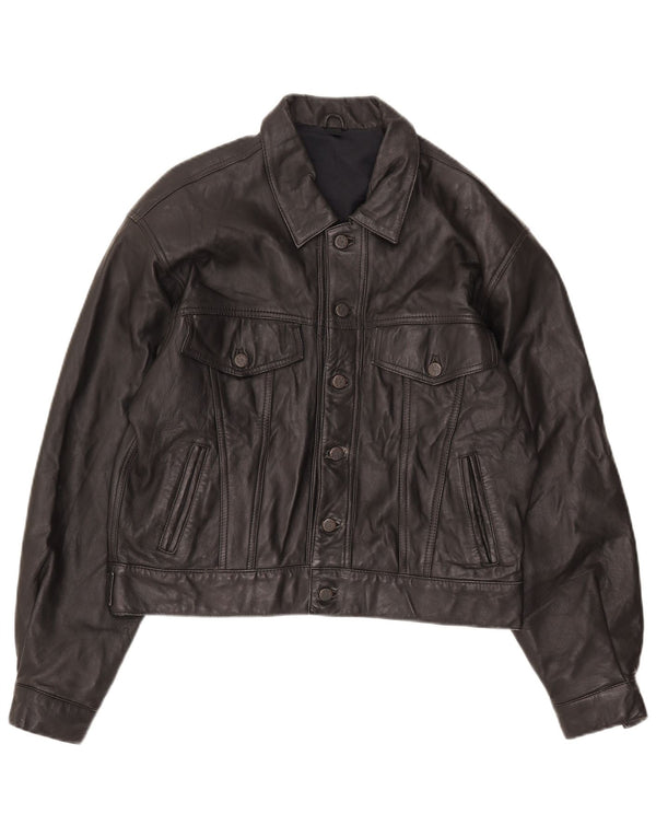 Vintage Mens Bomber Leather Jacket UK 36 Small Black
