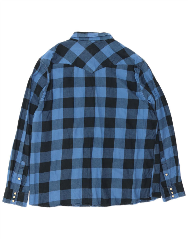 Wrangler Mens Regular Fit Flannel Shirt XL Blue Gingham Cotton
