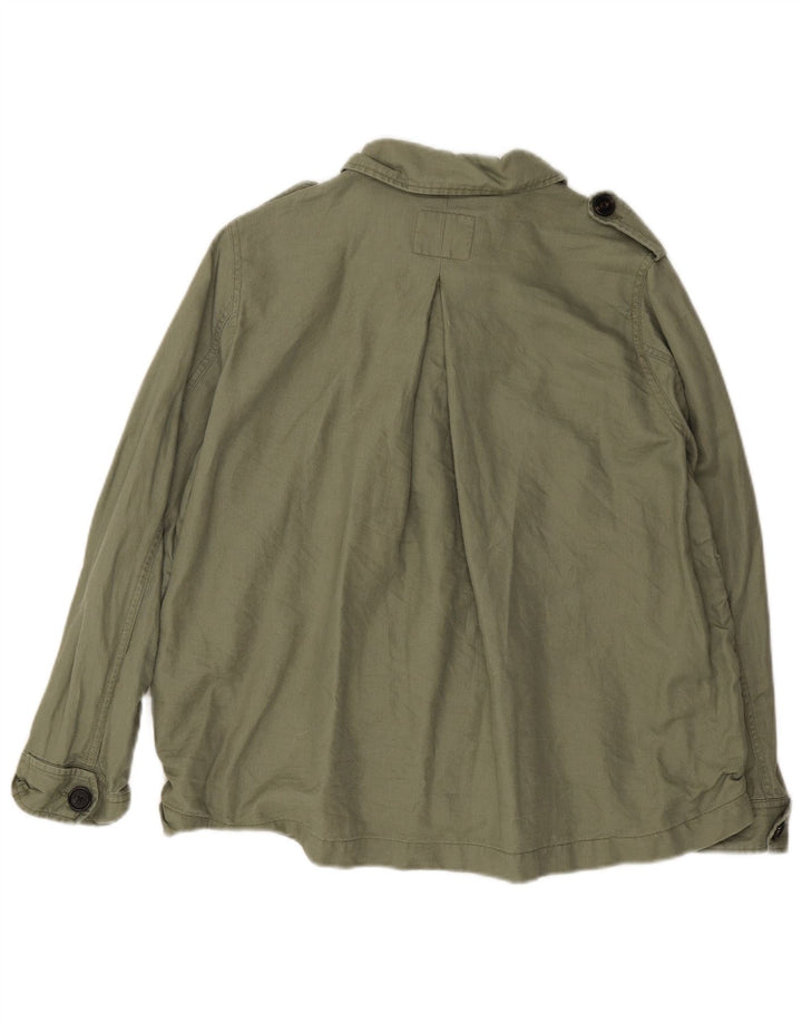 Fat Face Womens Oversized Military Jacket UK 8 Small Green Linen