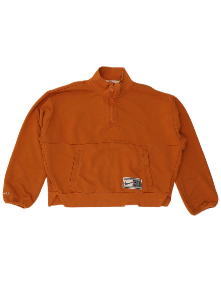 Nike Womens Dri Fit Graphic Oversized Sweatshirt Jumper UK 10 Small Orange